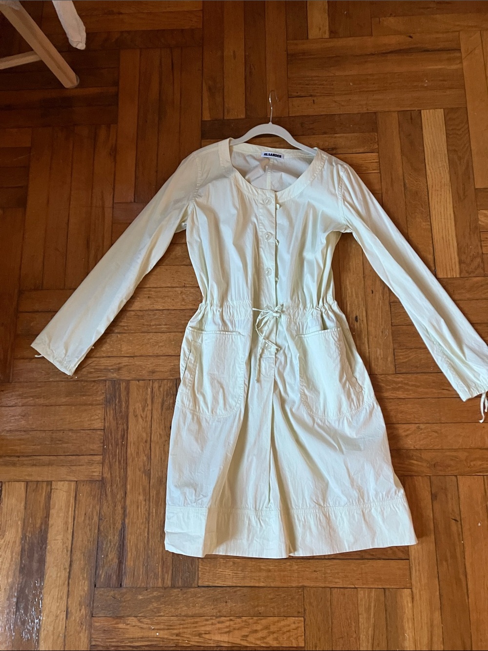 Jil Sander Long-Sleeve Drawstring Waist Dress